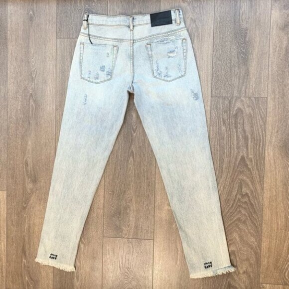 Free People One Teaspoon Awesome Baggie Jeans Straight leg Distressed Light Wash - Picture 12 of 16